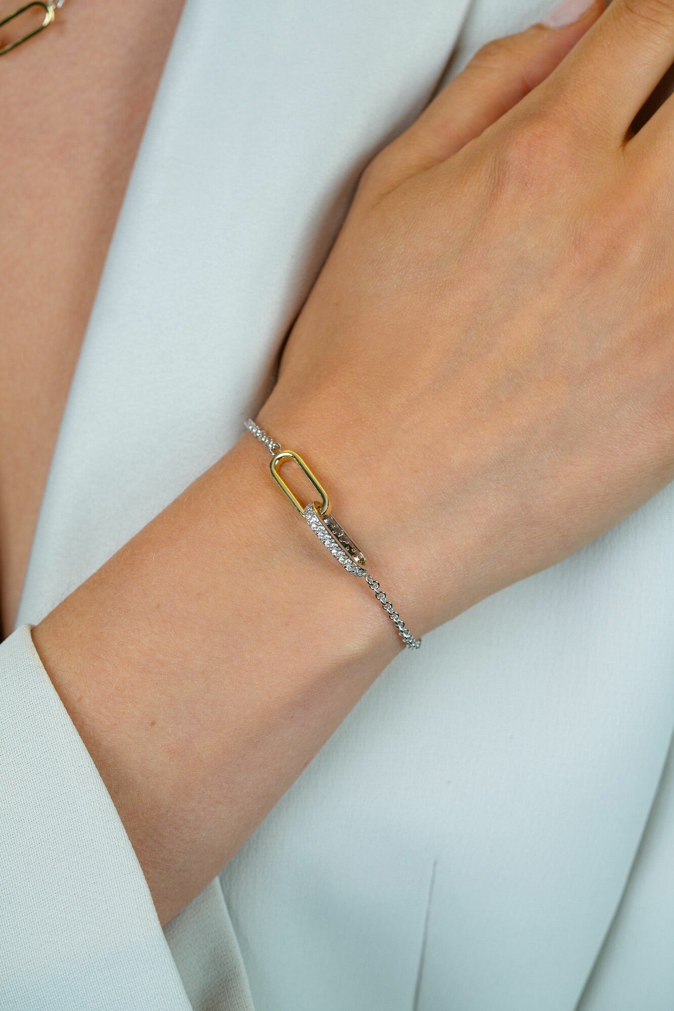 ZINZI zilveren armband met ovale schakels & zirkonia detail ZIA2758