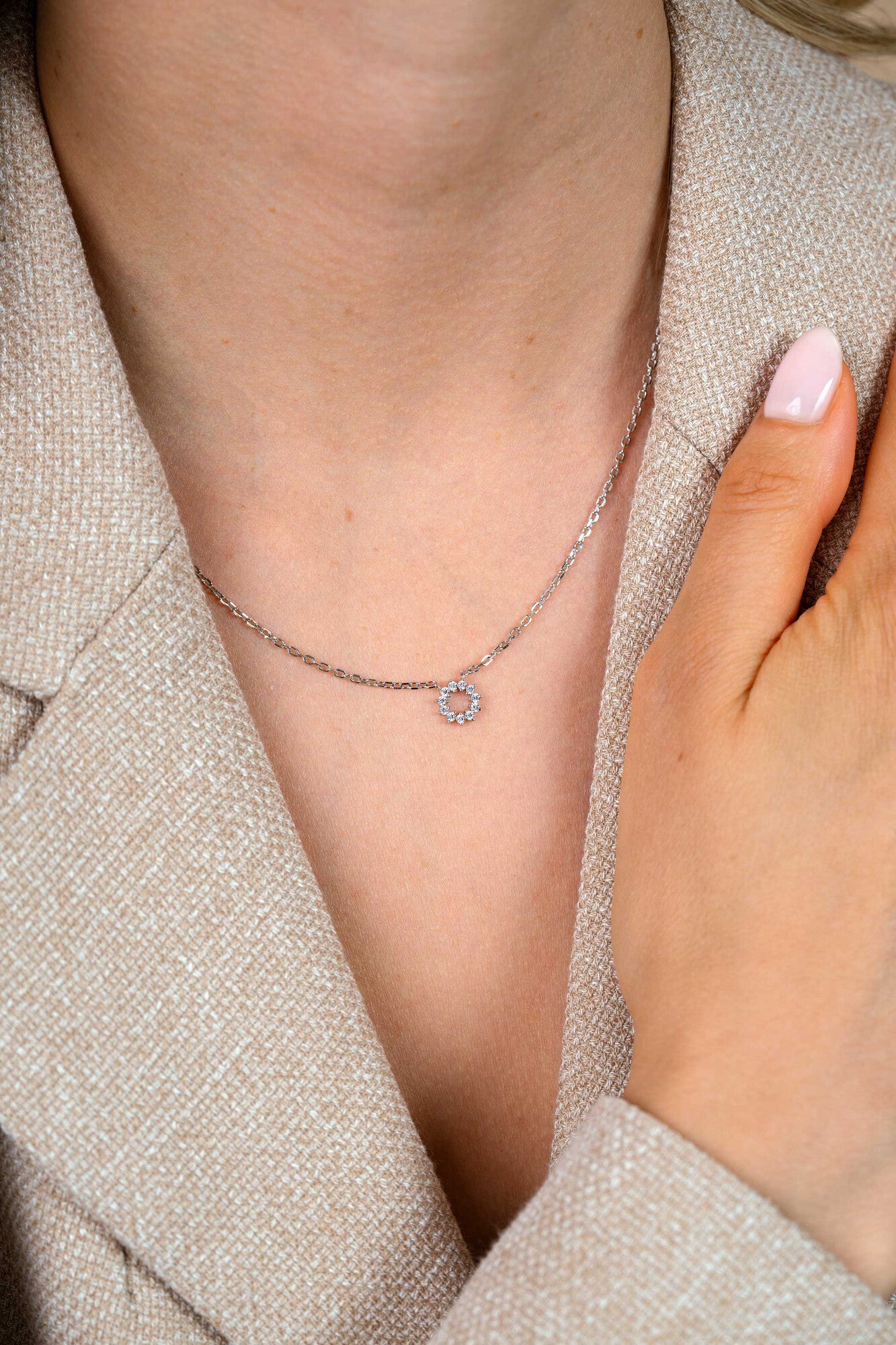 ZINZI Zilveren Ketting met Witte Zirkonia ZIC2870