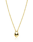 ZINZI gold plated zilvereren schakelketting met hartvormige slot hanger 18mm breed 42-45 cm ZIC2673G