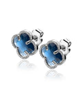 Zinzi 9mm zilveren oorstekers in klaver vorm met donkerblauwe zirkonia ZIO2663DB - PansiteNederland.nl