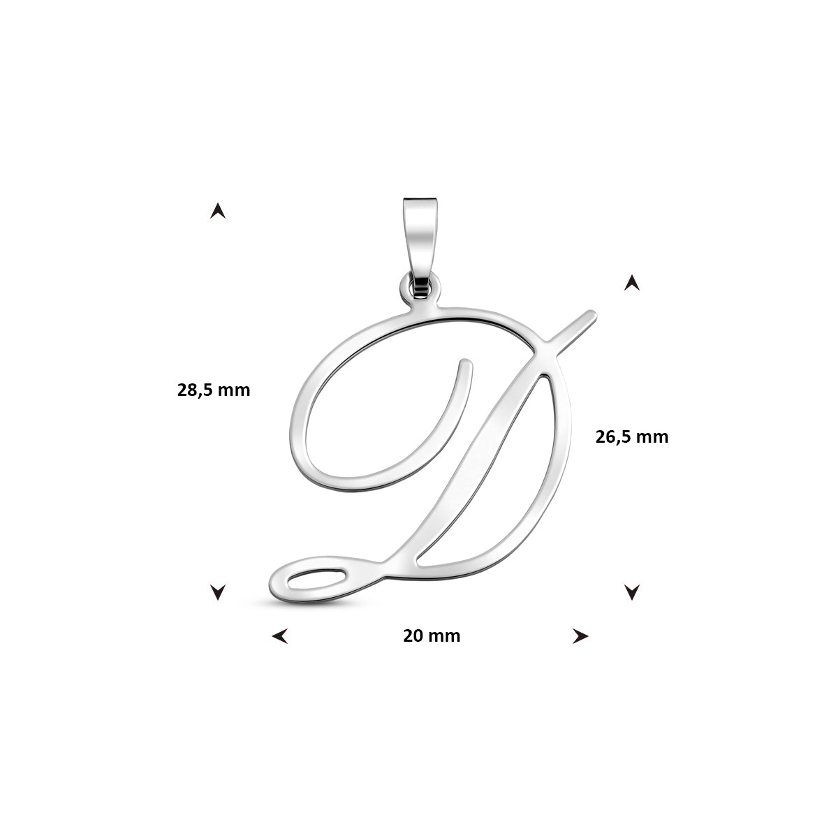 Hanger sierletter D 26,5 mm zilver #Letter_D