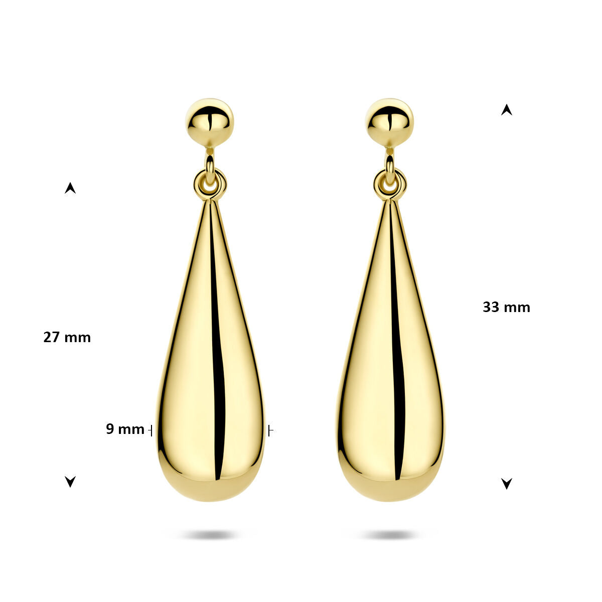 Oorhangers druppel 14K geelgoud 33 mm