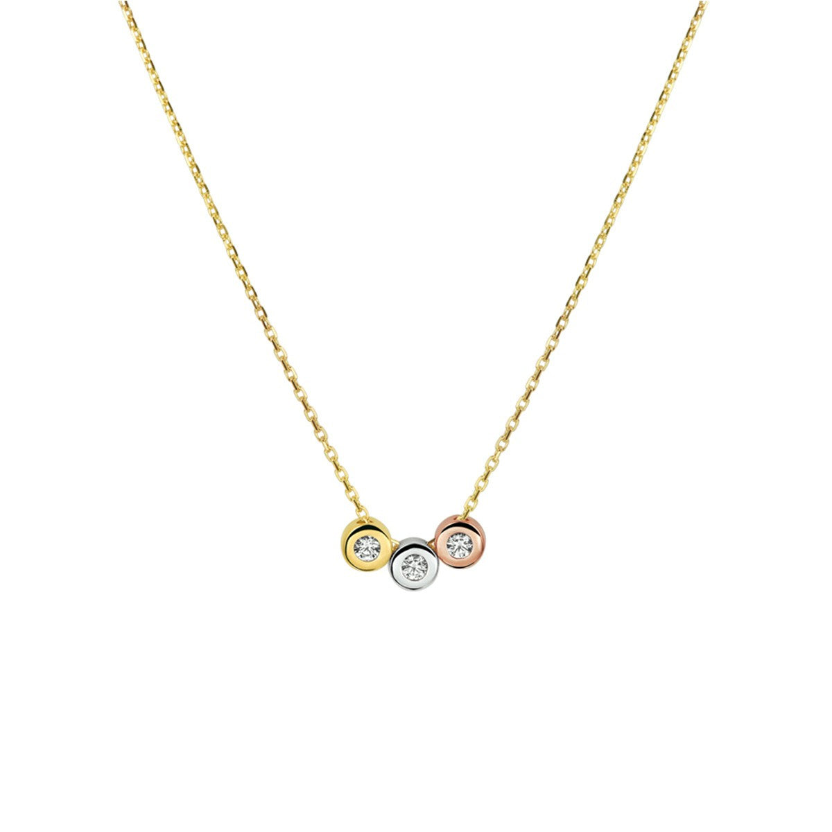 Fantasy Collection Collier tricolor zirkonia 42 - 44 - 46 cm 14K tricolor goud