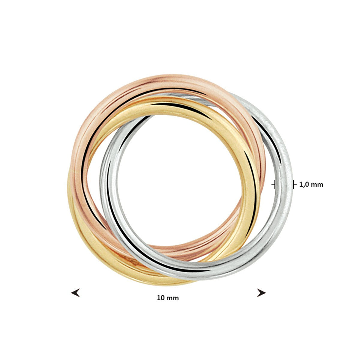 Fantasy Collection Hanger tricolor 10 mm 14K tricolor goud
