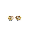 14K tricolor goud oorknoppen zirkonia 7 mm - 4300613 - PansiteNederland.nl