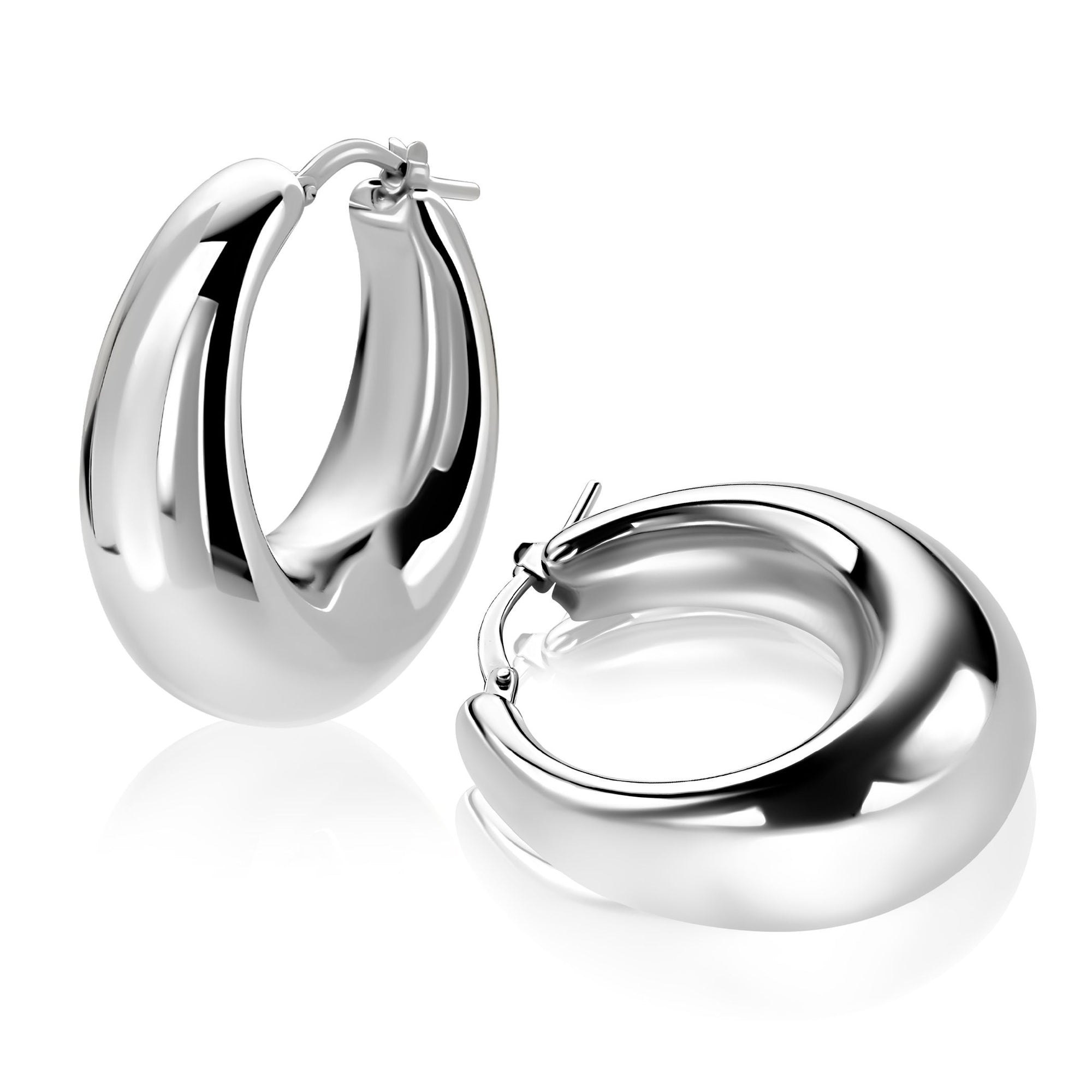 ZINZI zilveren oorringen met brede buis (8mm) en rond model, handige bovensluiting 28mm ZIO2749 - PansiteNederland.nl