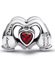 Pandora Disney Mickey Mouse Love Hands Charm Zilver met Rood Kristal 793995C01
