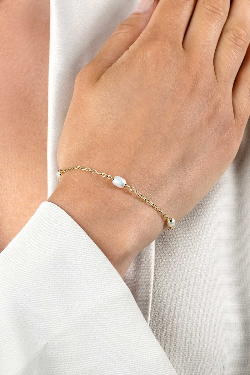 ZINZI Verguld Zilveren Armband met Witte Parel - ZIA2588