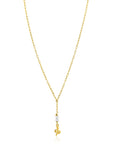 ZINZI Gold Plated Zilveren Paperclip Y-Collier met Zoetwaterparel en Slang 42-45cm ZIC2761