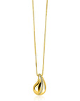 ZINZI Gold Plated Zilveren Venetiaanse Ketting met Druppel Hanger & Witte Zirkonia 45-48cm ZIC2707Y