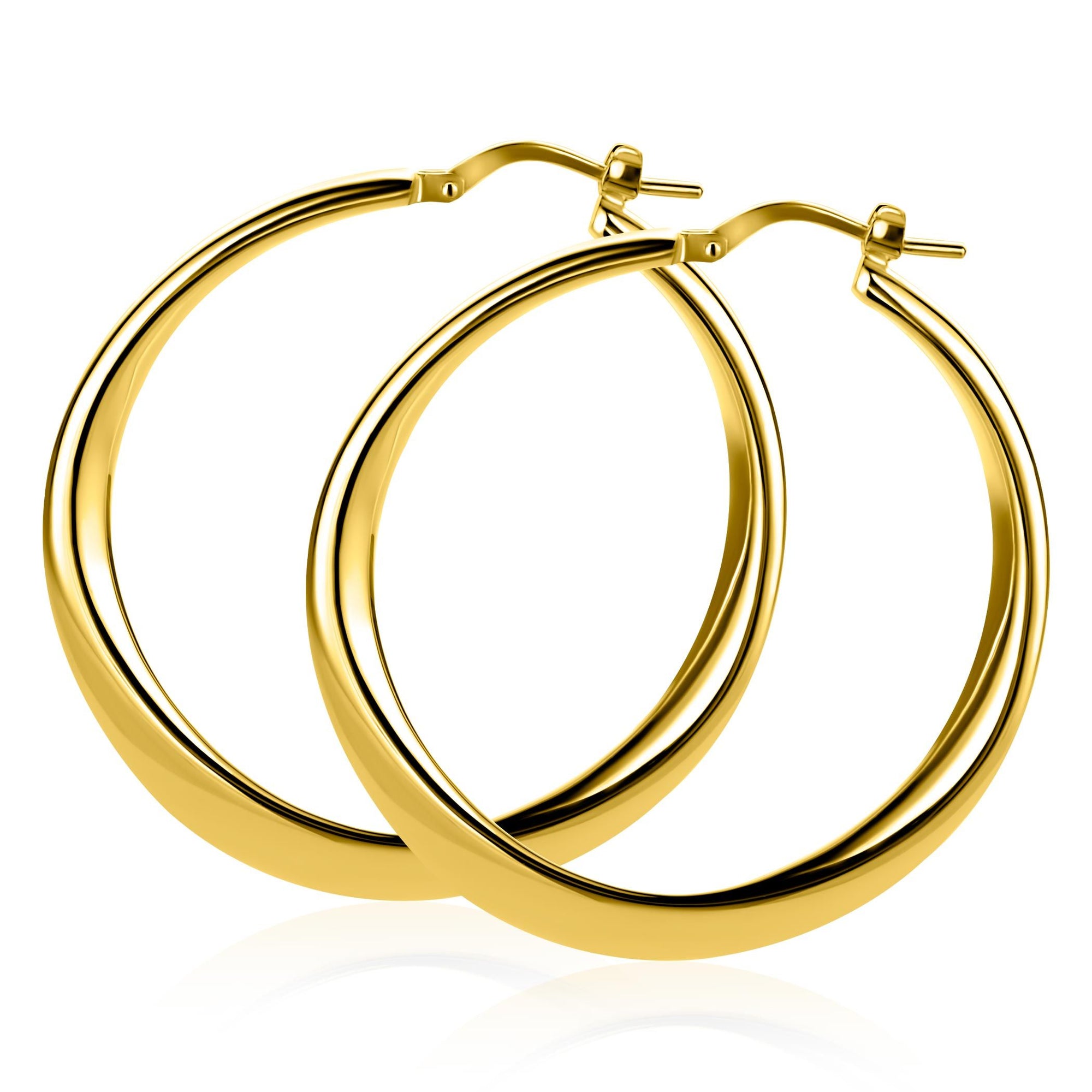 ZINZI gold plated zilveren oorringen met organisch gevormde buis 3,5mm breed en handige bovensluiting 40mm ZIO2702G - PansiteNederland.nl