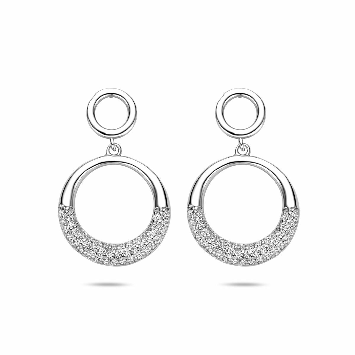 Zilveren gerhodineerde oorhangers zirkonia 25 mm - 1341569