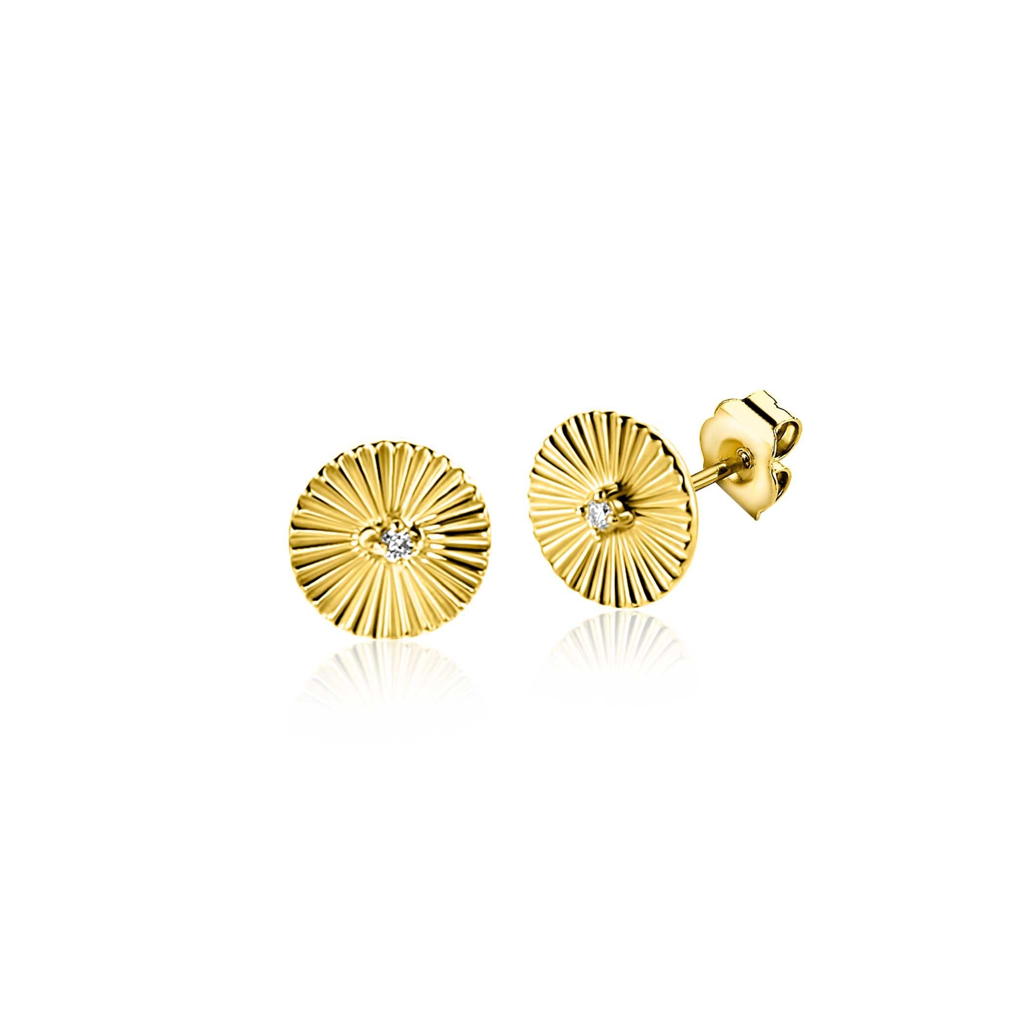 ZINZI 14K Gouden Oorknoppen met Witte Zirkonia ZGO542 oorbellen