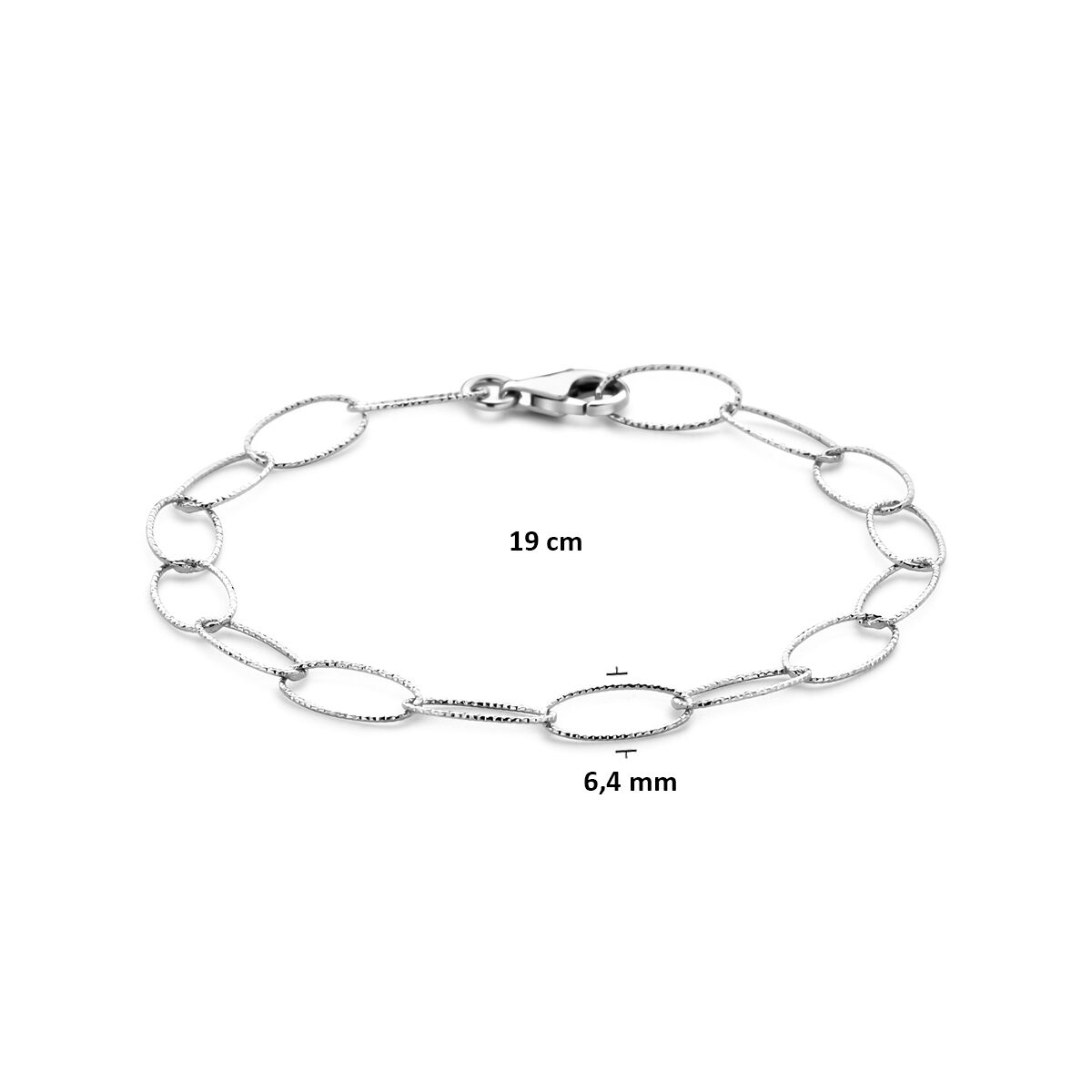 Fantasy Collection Armband anker gediamanteerd 6,4 mm 19 cm zilver