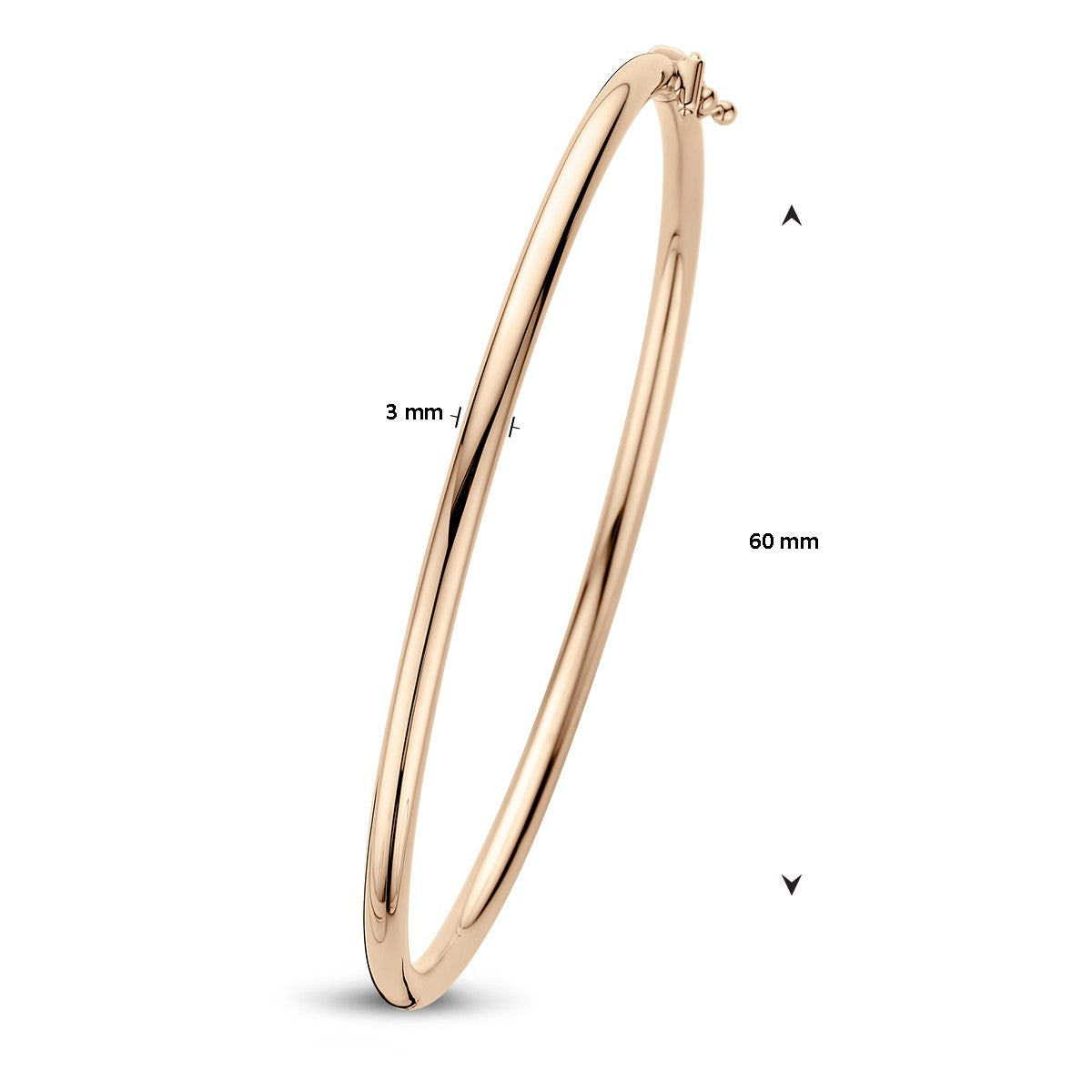 Fantasy Collection Bangle scharnier ronde buis 3 x 60 mm 14K roségoud