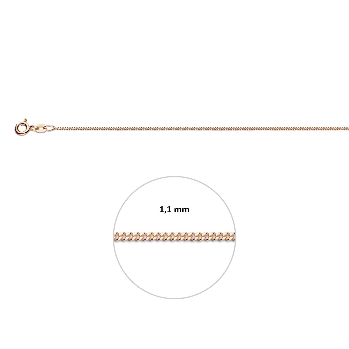 Collier gourmette 1,1 mm 14K roségoud