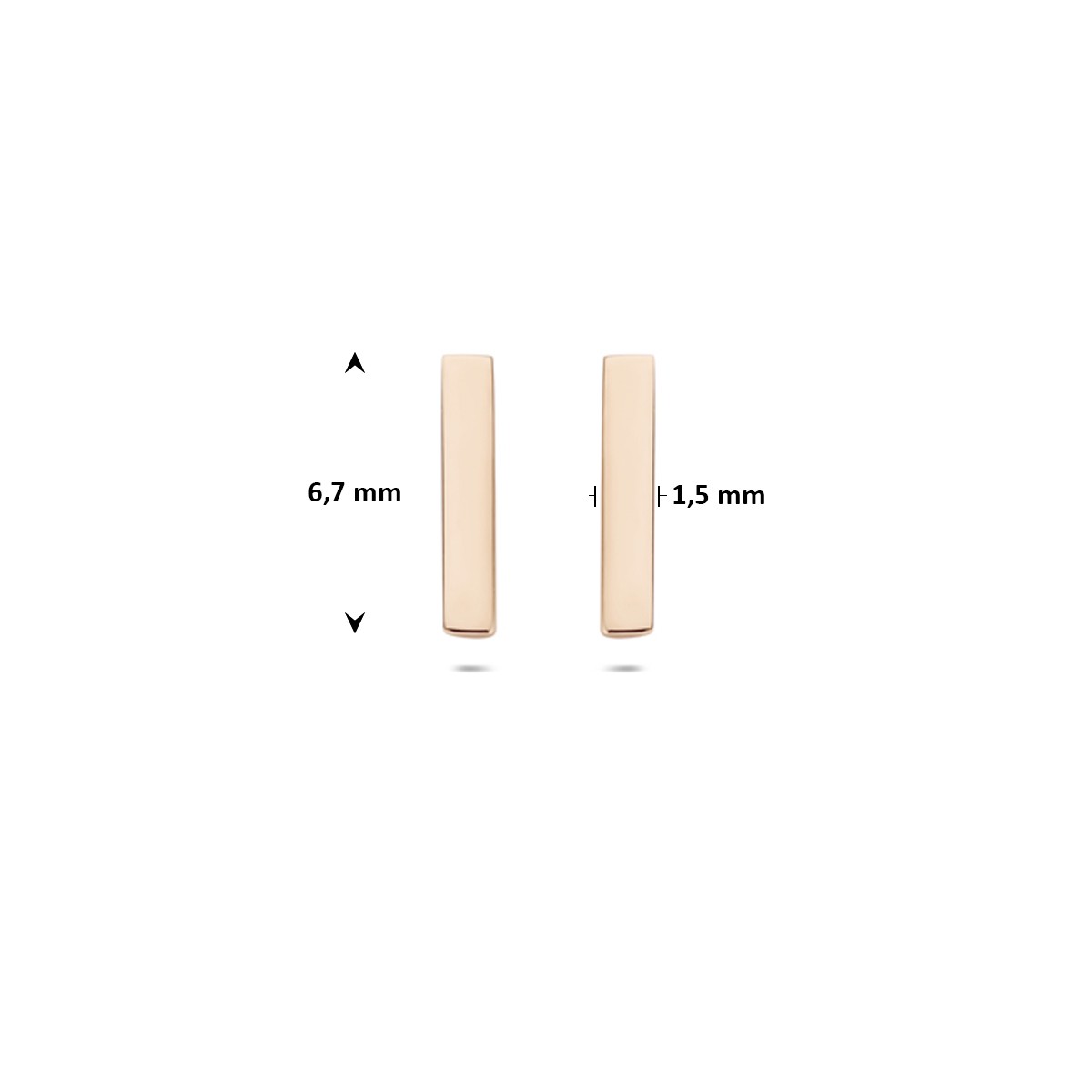 Oorbellen balkje 14K roségoud