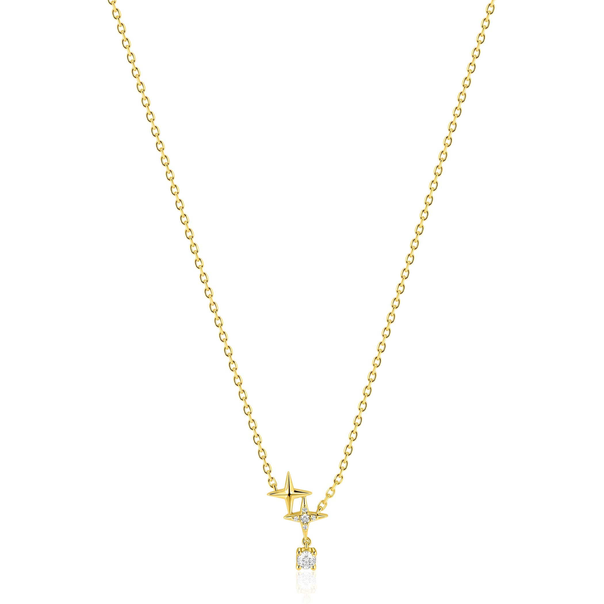 ZINZI Verguld Zilveren Ketting met Witte Zirkonia - ZIC2837