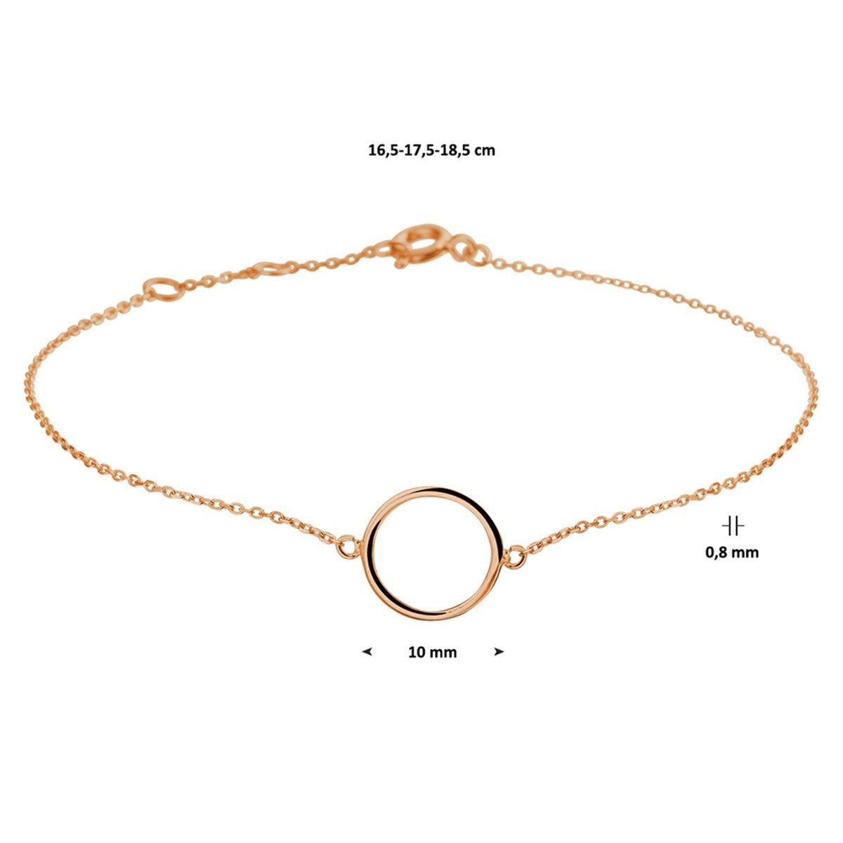 Fantasy Collection Armband rondje 16,5 - 17,5 - 18,5 cm 14K roségoud