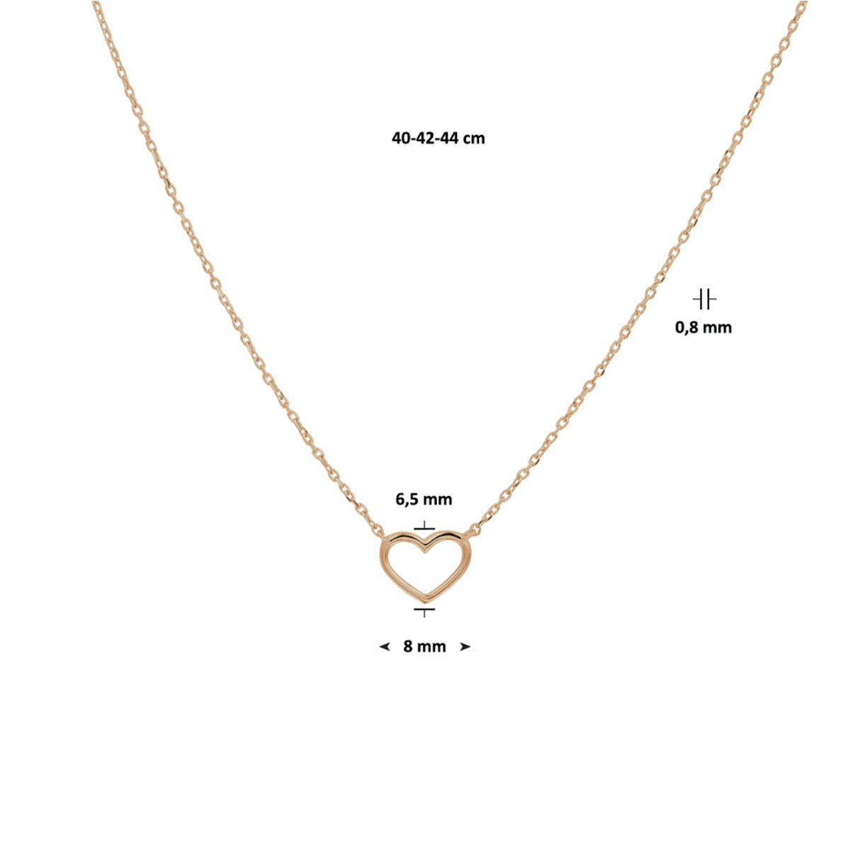 Fantasy Collection Collier hart 40 - 42 - 44 cm 14K roségoud - PSN4401254