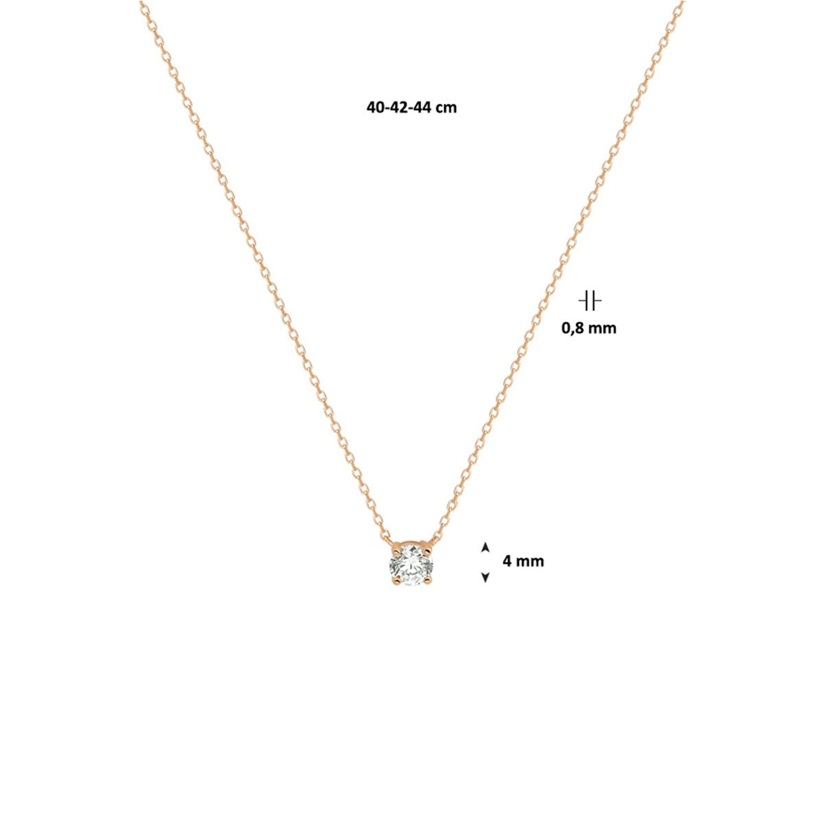 Fantasy Collection Collier zirkonia 40 - 42 - 44 cm 14K roségoud
