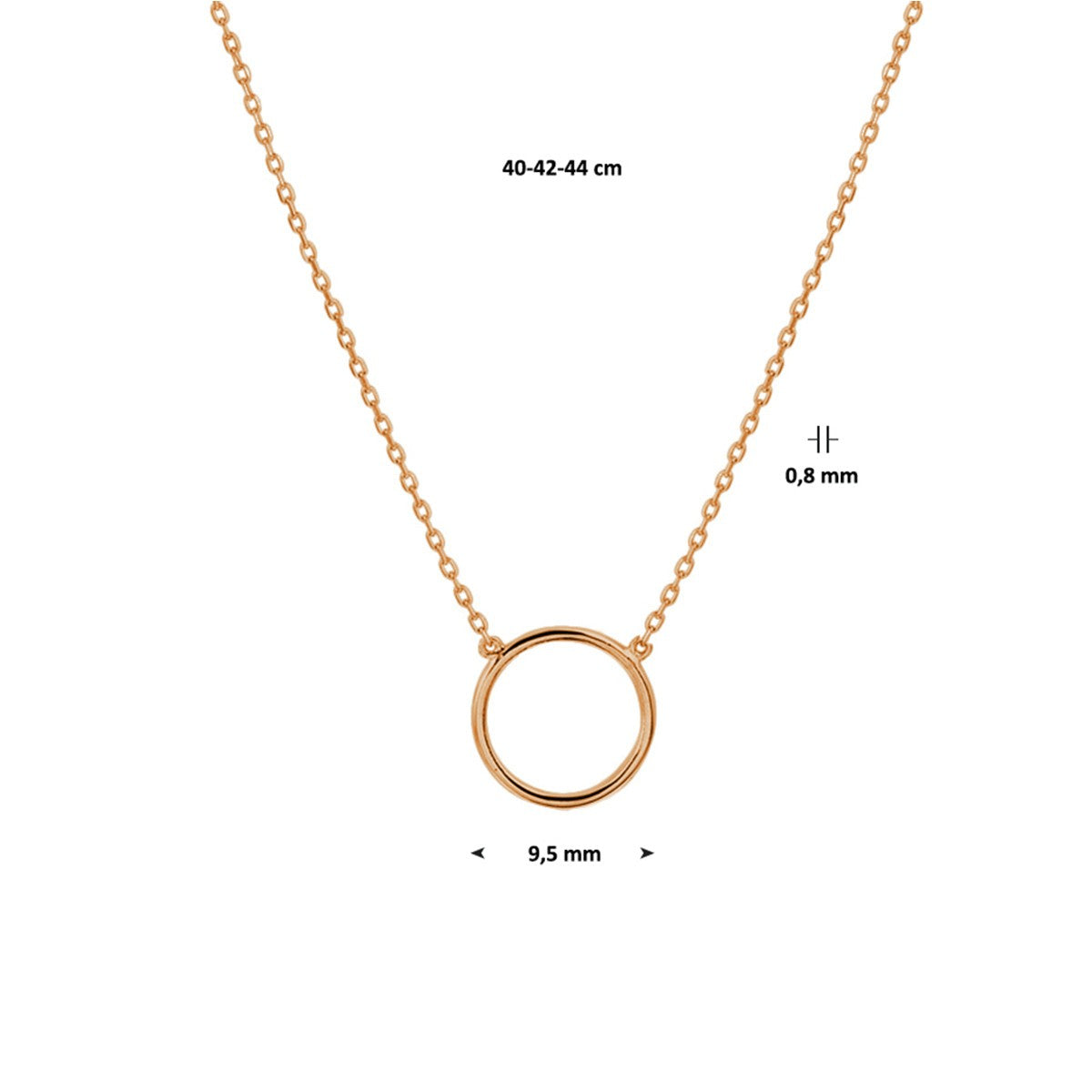 Fantasy Collection Collier rondje 0,8 mm 40 - 42 - 44 cm 14K roségoud