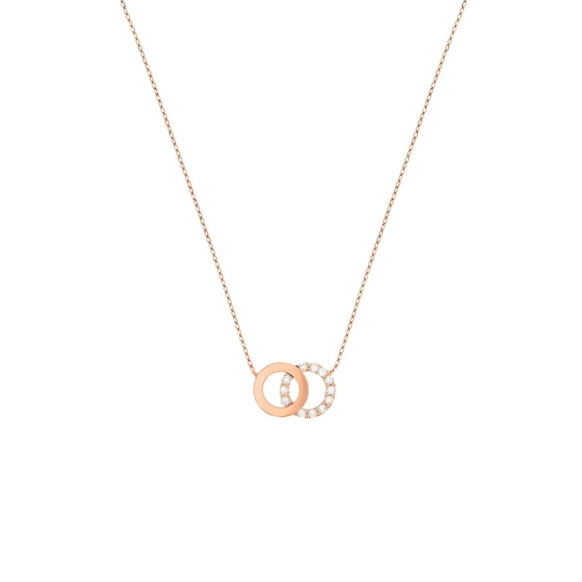 Fantasy Collection Collier rondjes zirkonia 40 - 42 - 44 cm 14K roségoud