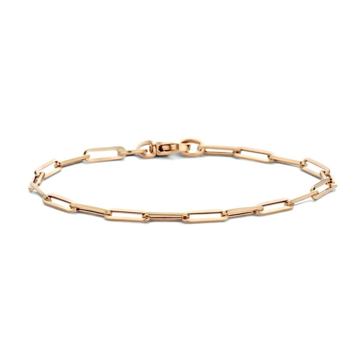 Fantasy Collection Armband paperclip vierkante buis 3,0 mm 18 cm 14K roségoud