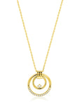ZINZI Ketting Goldplated Zilver Dubbele Ronde Hanger ZIC2819