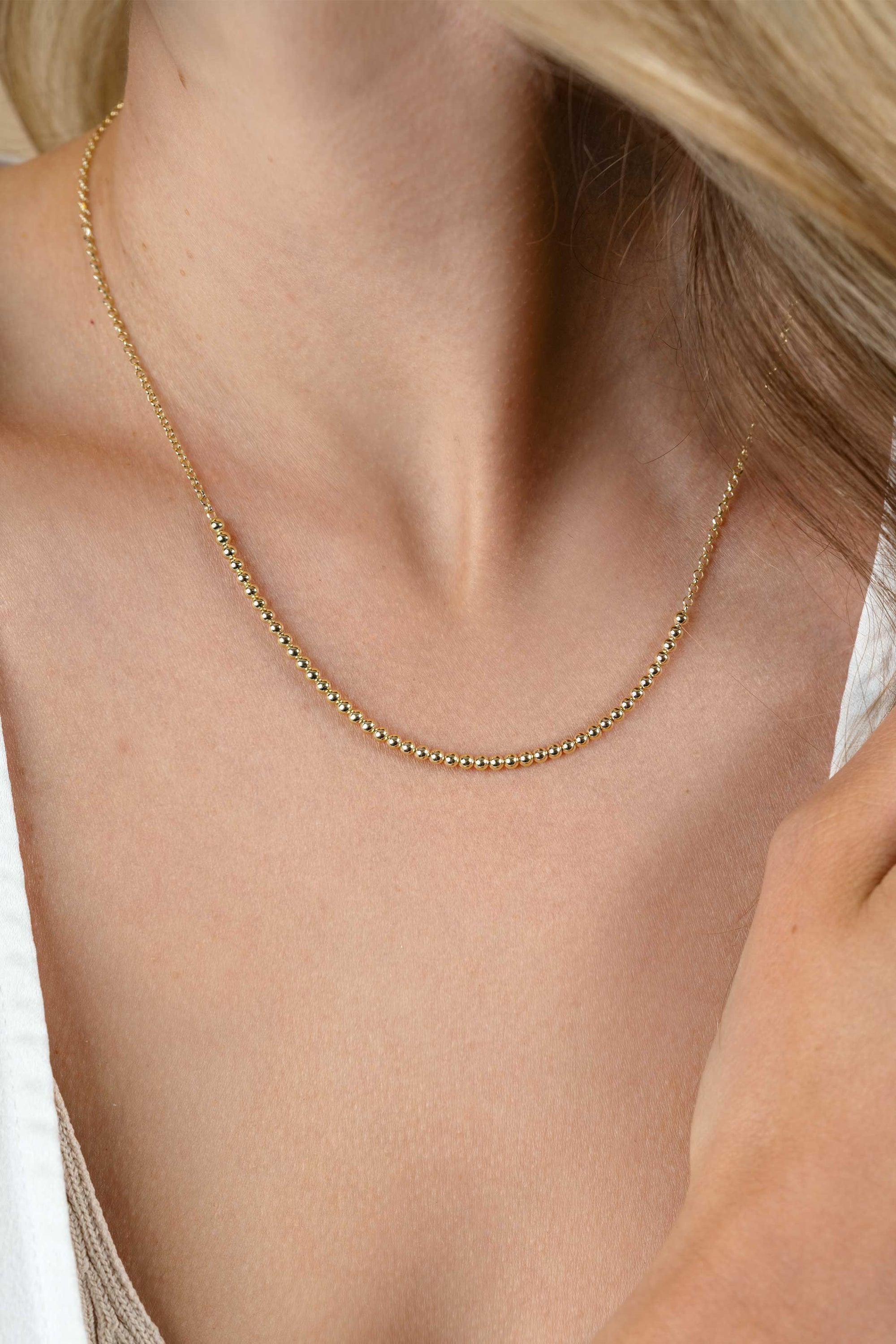 ZINZI gold plated zilveren jasseron ketting met bolletjes schakels 2,5mm breed in het midden 40-45cm ZIC2640G