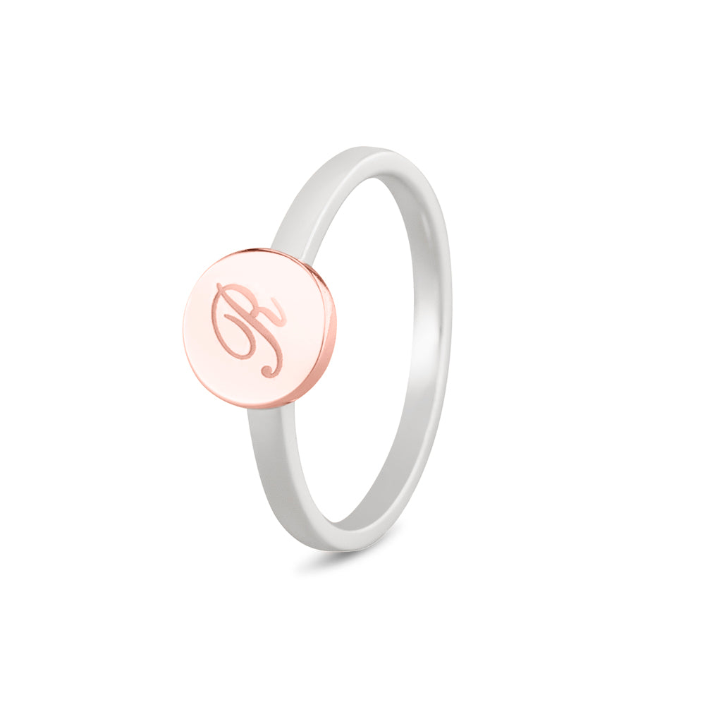 See You Bicolour Signet Disk Ring goud