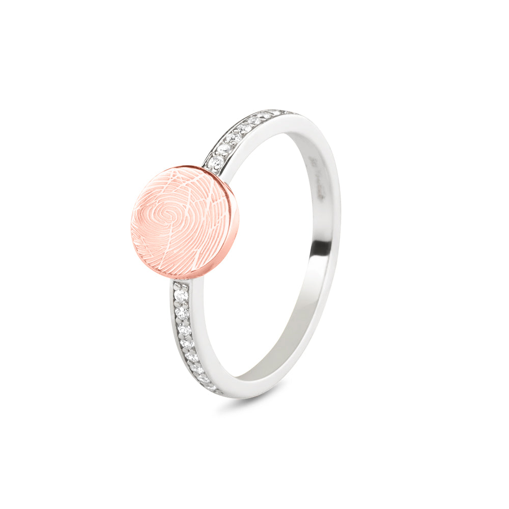 See You Graveerring zilver met roségouden disk en stenen – 459 – afbeelding 1