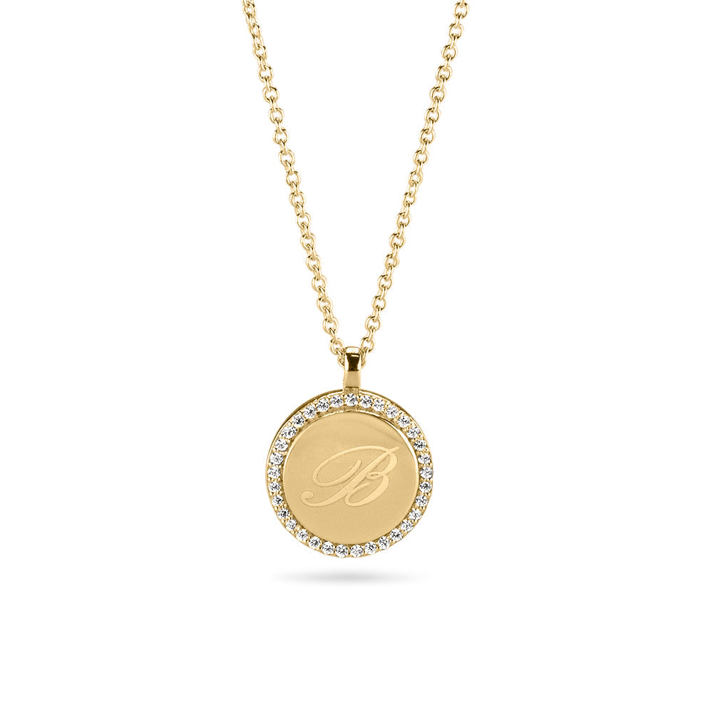 See You Gouden ronde graveerhanger met steen en as – 461 – afbeelding 1