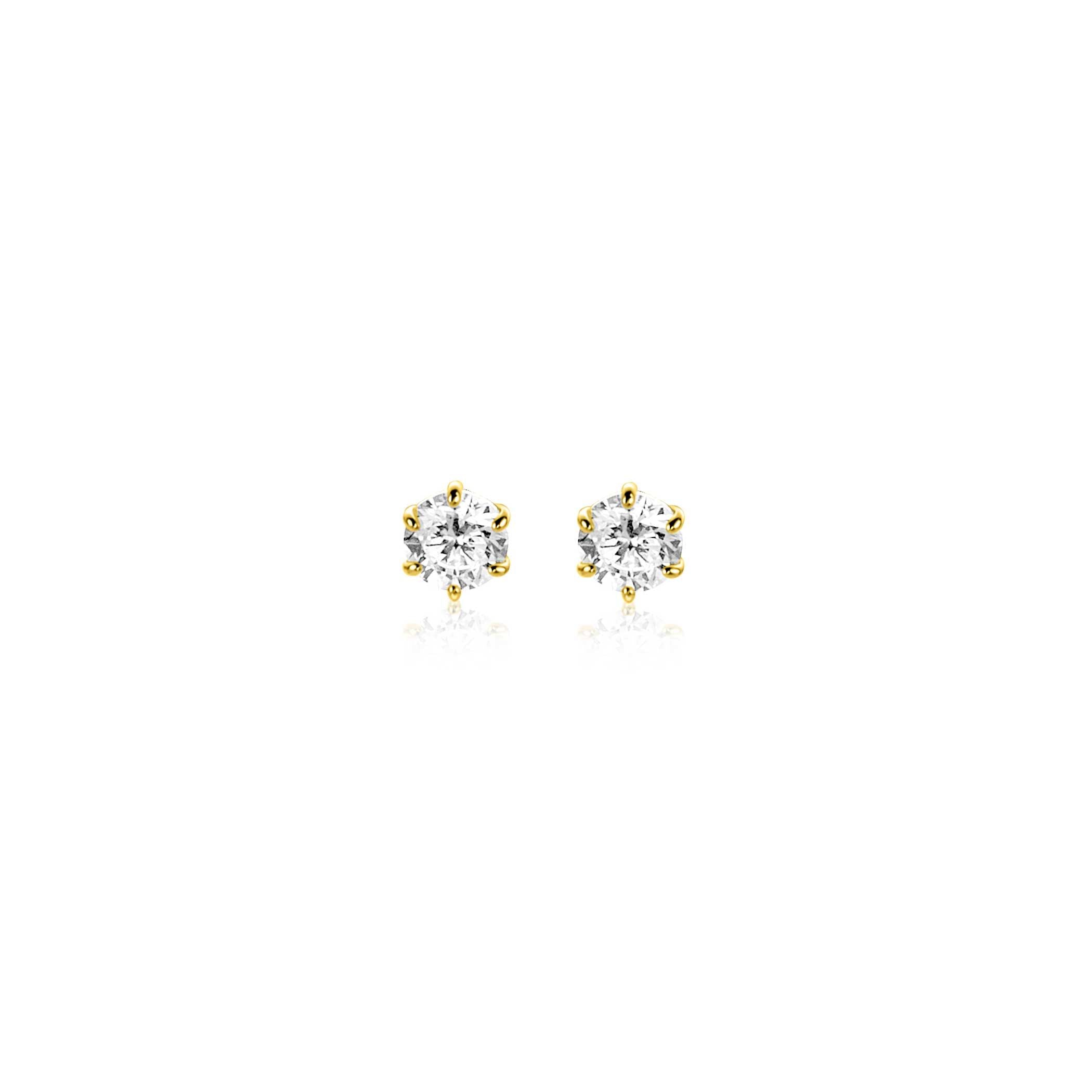 ZINZI 14K Gouden Oorknoppen met Witte Zirkonia ZGO544 oorbellen