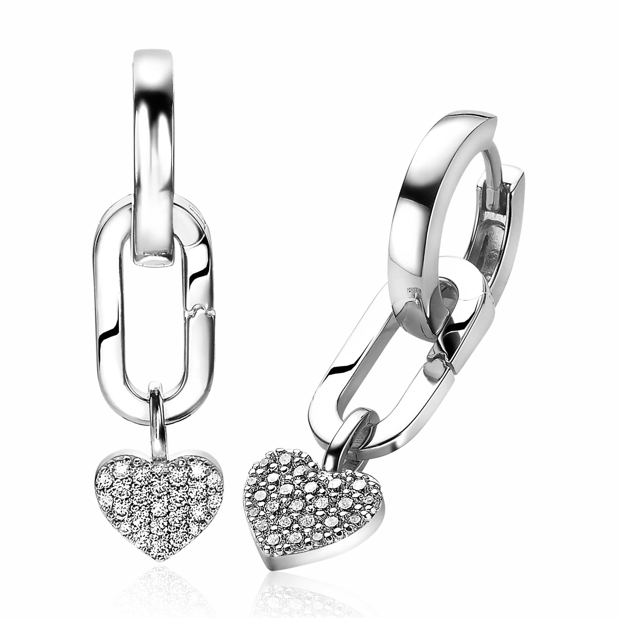 ZINZI zilveren ovale oorbedels sluitring 16mm voor je losse hangertjes ZICH2060 (zonder Oorbedels)