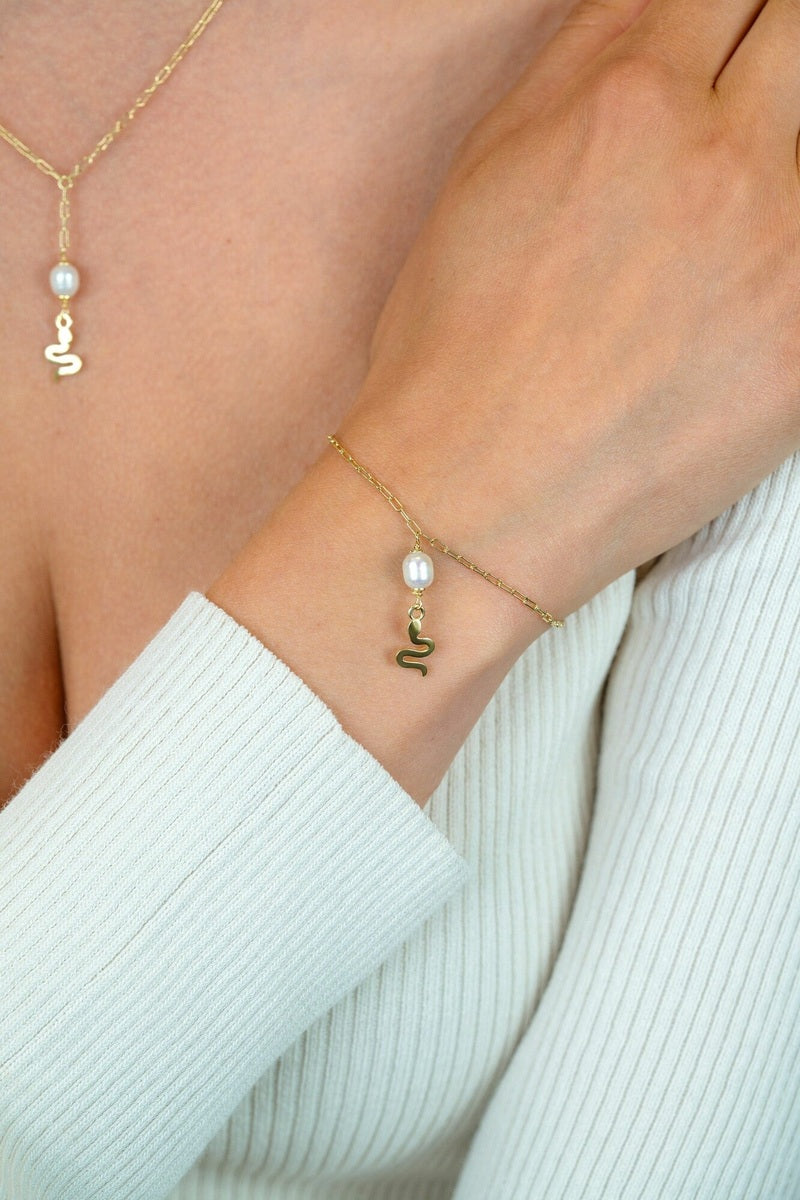 ZINZI Verguld Zilveren Armband met Witte Parel - ZIA2761