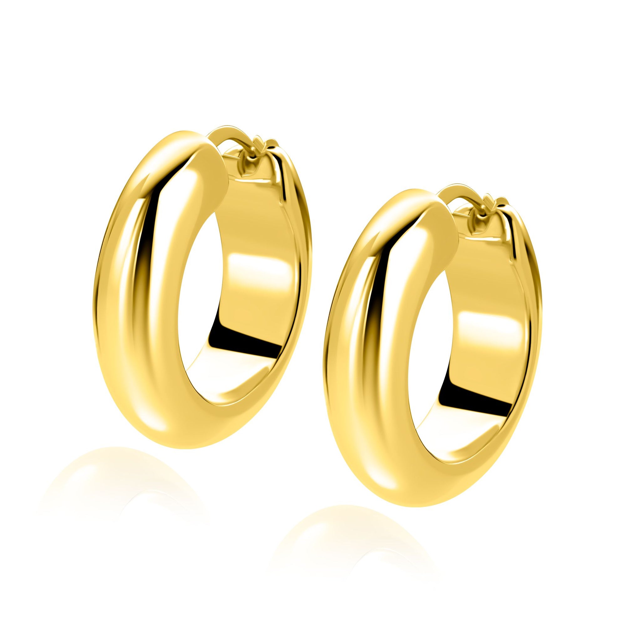 ZINZI gold plated zilveren oorringen met brede buis (8mm) en rond model, handige bovensluiting 28mm ZIO2749G - PansiteNederland.nl