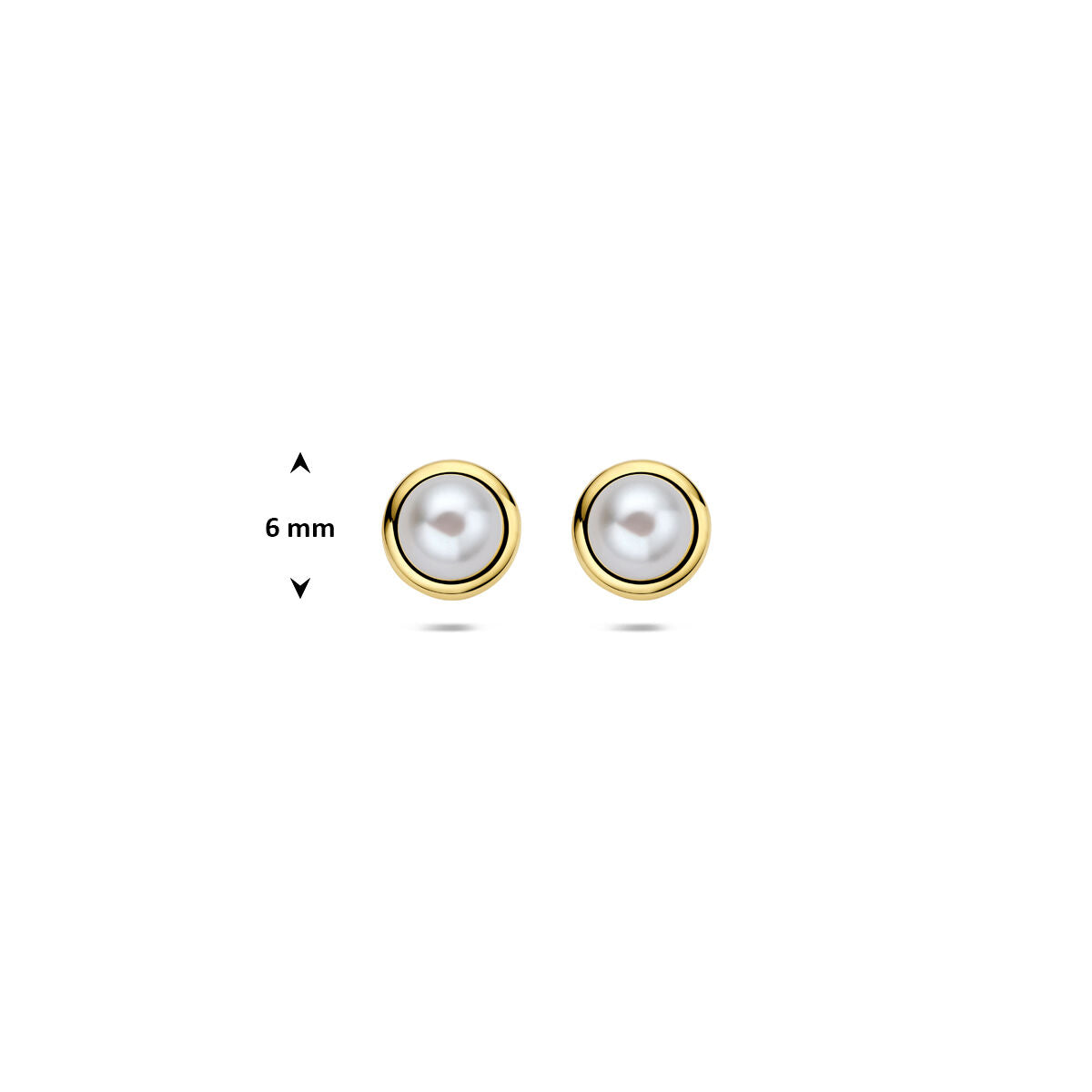 Fantasy Collection Oorbellen parel 6 mm 9K geelgoud