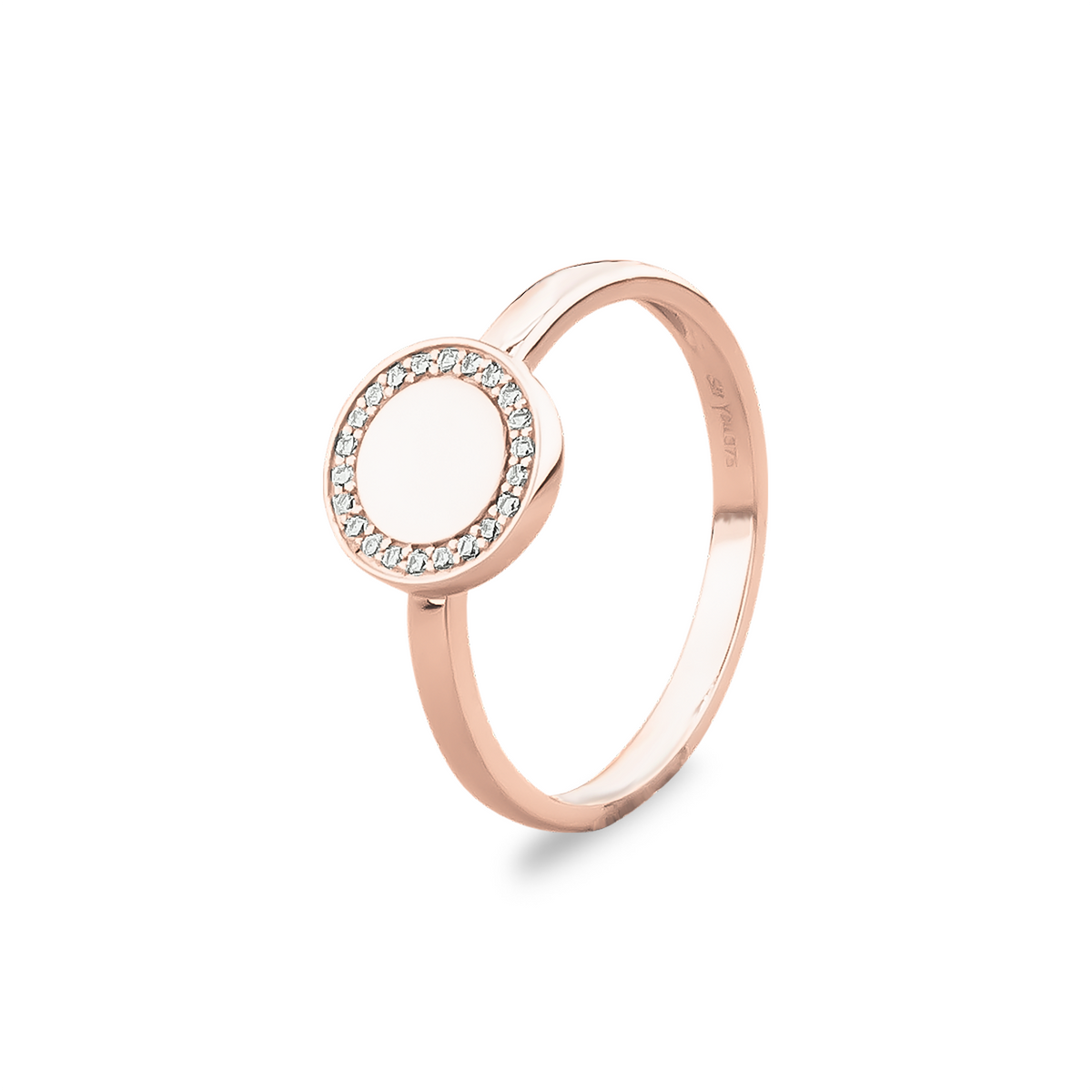 See You Gouden ring met zegeldisk en diamant of zirkonia – 470 – afbeelding 2