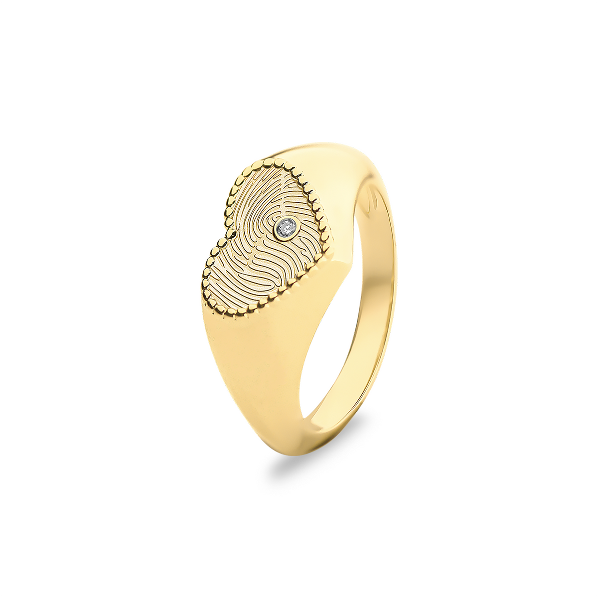 See You Gouden hartzegelring met vingerafdruk en diamant – 471 – afbeelding 1