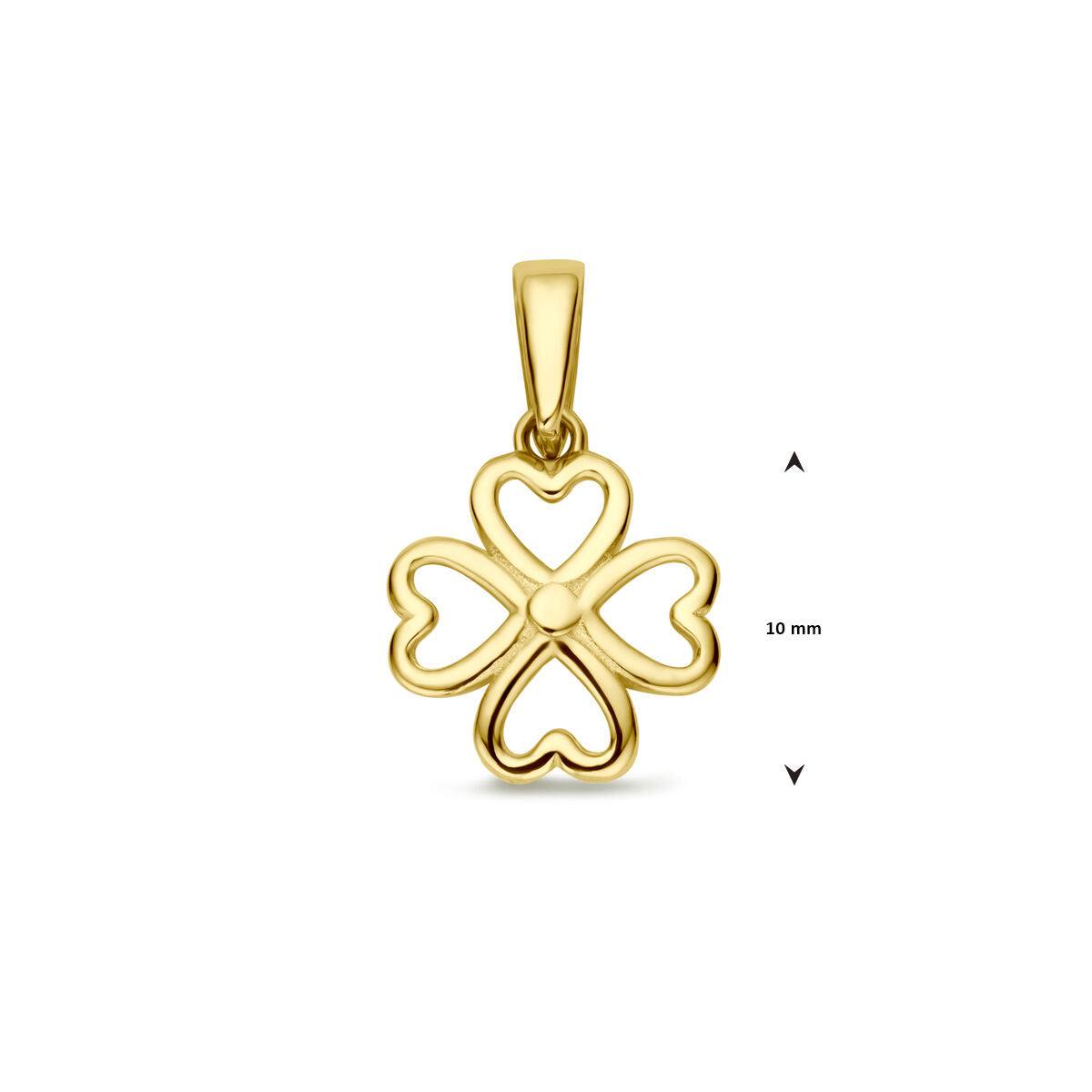 Fantasy Collection Hanger klavertje 9,5 mm 14K geelgoud