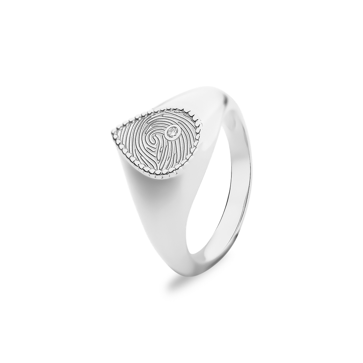 See You Druppelzegelring met vingerafdruk en diamant in goud – 473 – afbeelding 3