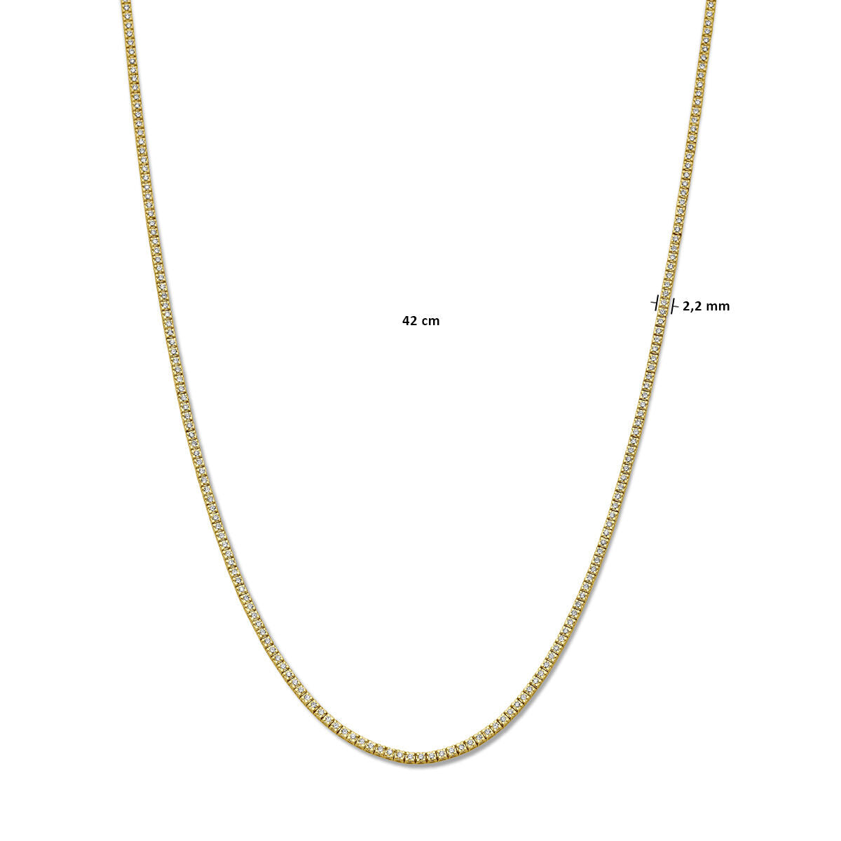 Fantasy Collection Tenniscollier diamant 3.00ct h si 2,2 mm 42 cm 14K geelgoud