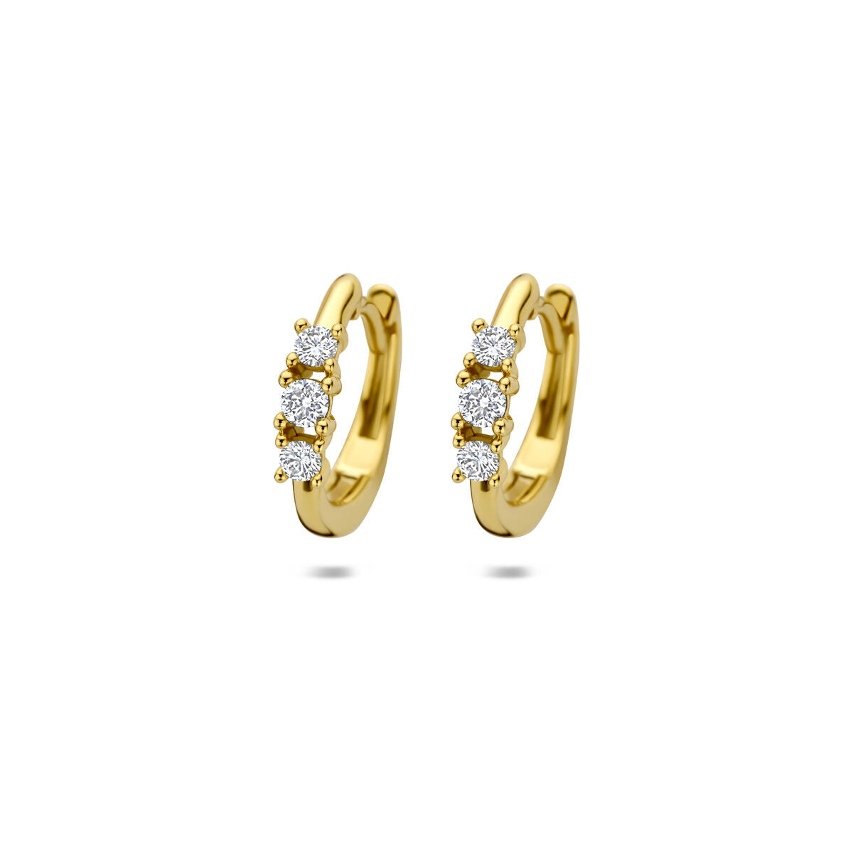 Fantasy Collection Oorbellen lab grown diamant 0.30ct (2x 0.15ct) f vs 14 mm 14K geelgoud