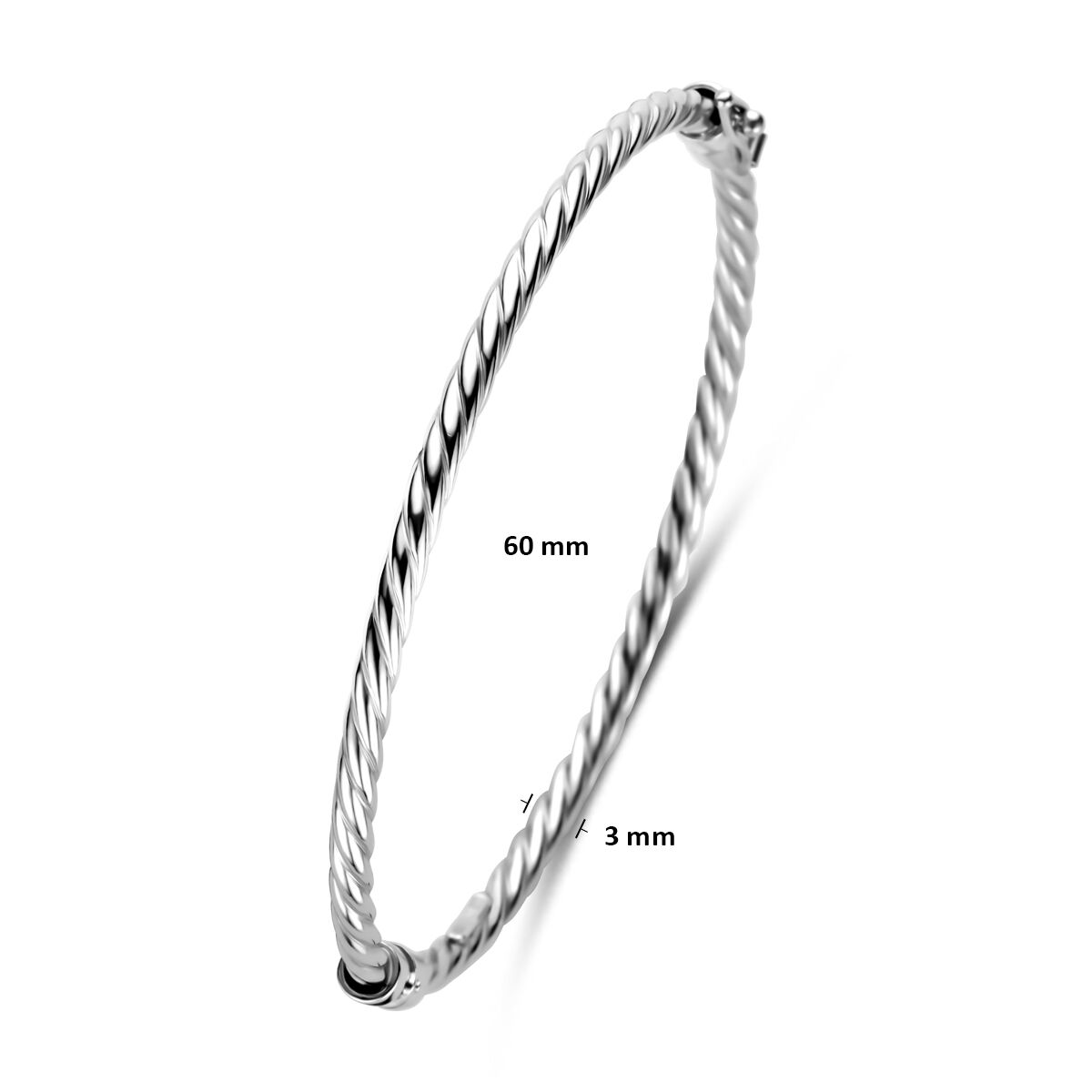 Fantasy Collection Bangle gedraaid 3 mm 60 mm zilver