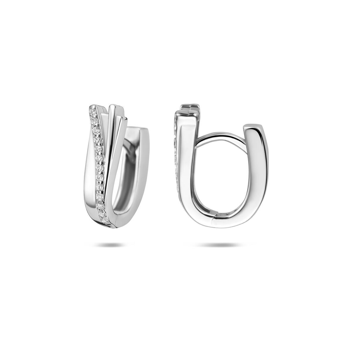 Oorbellen zirkonia zilver gerhodineerd 15,5 mm