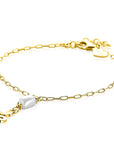 ZINZI gold plated paperclip armband met parel en slang detail ZIA2761