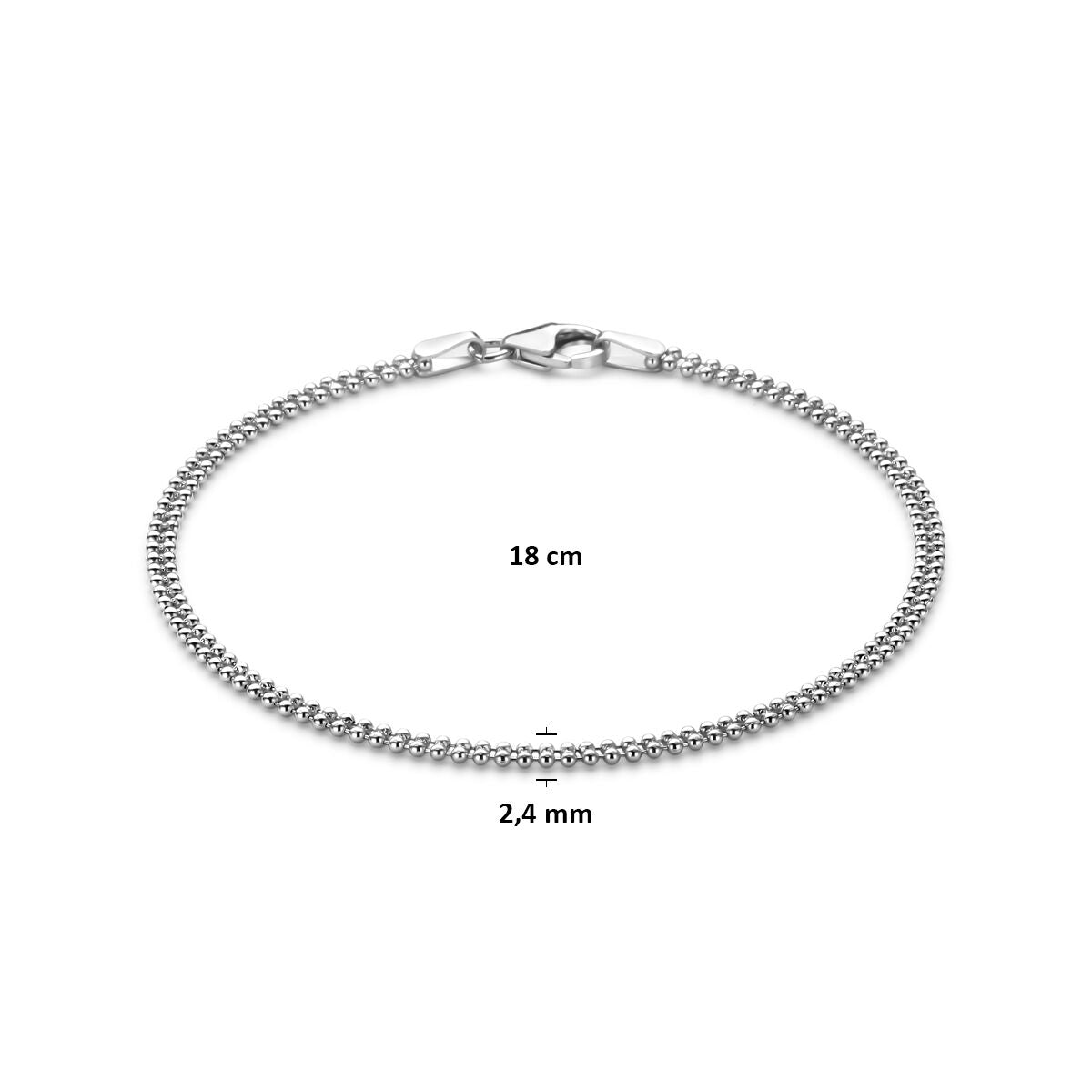 Fantasy Collection Armband bolletjes 2,4 mm 18 cm zilver