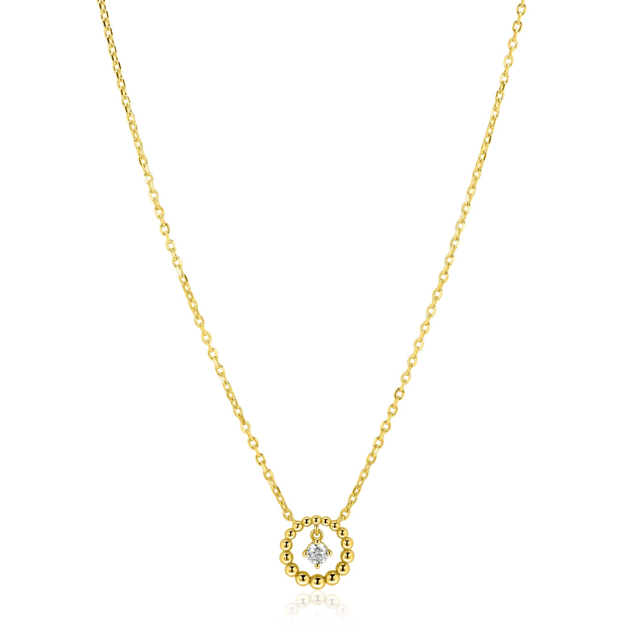 ZINZI Verguld Zilveren Ketting met Witte Zirkonia - ZIC2816