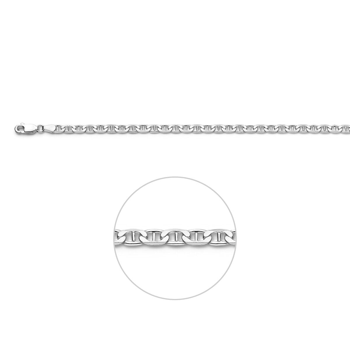 Anker 3,8 mm zilver wit